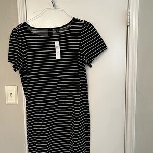 Ann Taylor Black and White Striped dress